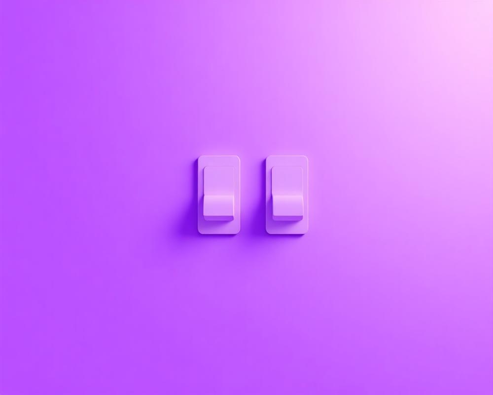 Toggle switches on purple